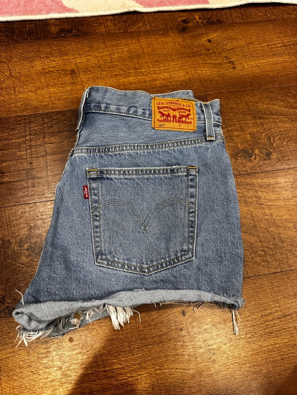 Levi's Distressed Light Blue High-Rise Denim Shorts